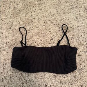 Black Ribbed Women's Bikini Top